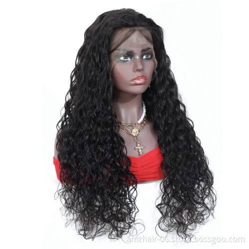 13X6 Lace Frontal Wig 100%Human Hair Double Drawn Water Wave Indian Virgin Cuticle Aligned Hair Swiss Lace Front Wig Pre Plucked